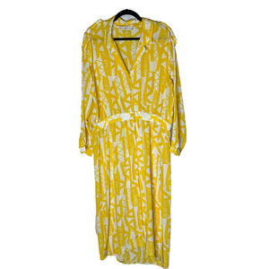 Vintage Size 18 Al Dente‎ Yellow and White Polyester Dress